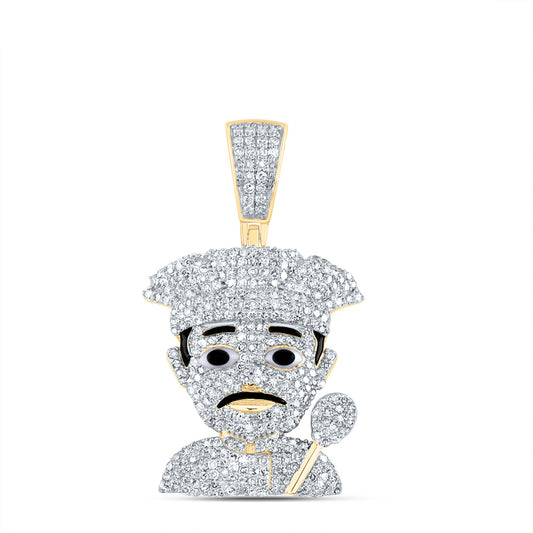 10kt Yellow Gold 1 1/2 Cttw Natural Diamond Fashion Chef Mens Charm