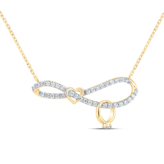 10kt Yellow Gold 1/4 Cttw Natural Diamond Fashion Infinity Heart Necklace, Length: 18 Inch