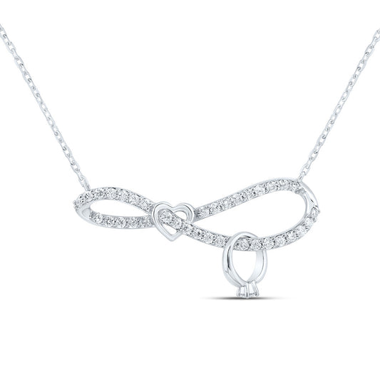 10kt White Gold 1/4 Cttw Natural Diamond Fashion Infinity Heart Necklace, Length: 18 Inch