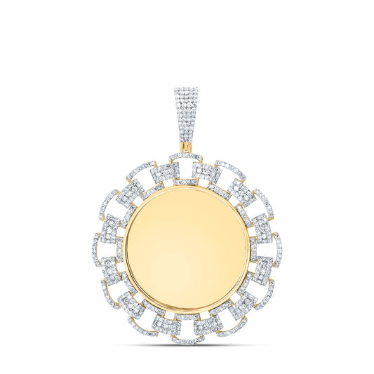 10kt Yellow Gold 1 3/8 Cttw Natural Diamond Circle Memory Mens Charm