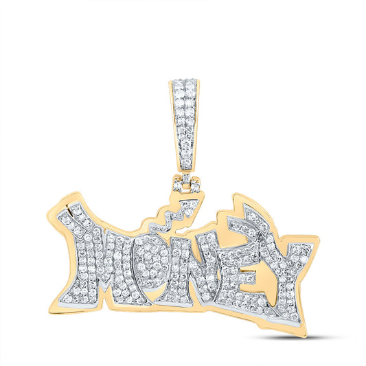 10k Yellow White 5/8 Cttw Natural Diamond Money Mens Charm