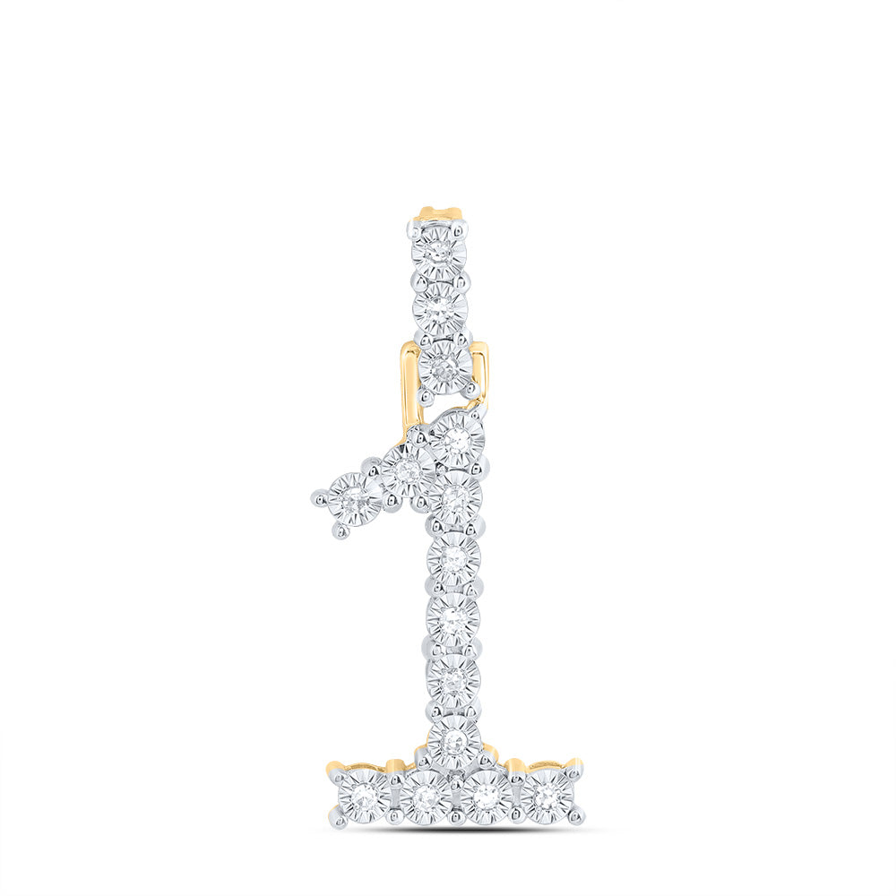 10kt Yellow Or White Gold Natural Diamond Number Pendant