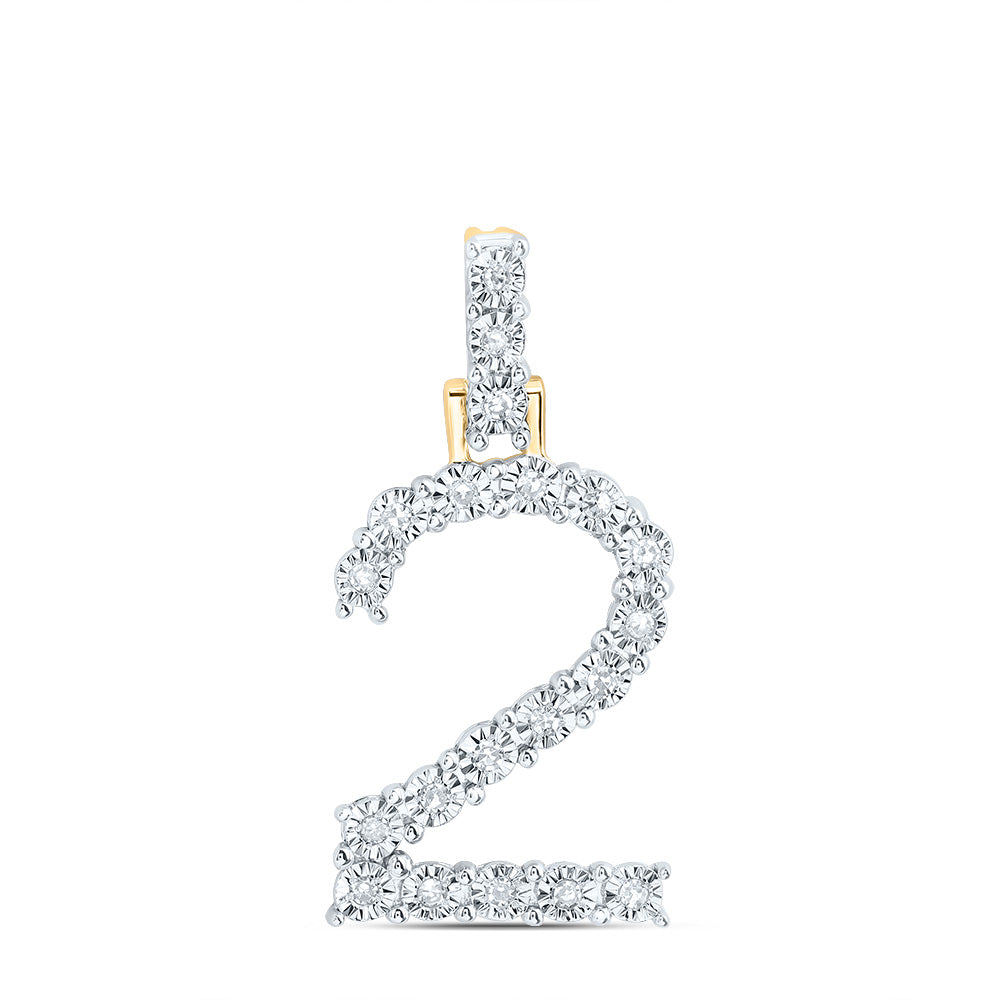 10kt Yellow Or White Gold Natural Diamond Number Pendant