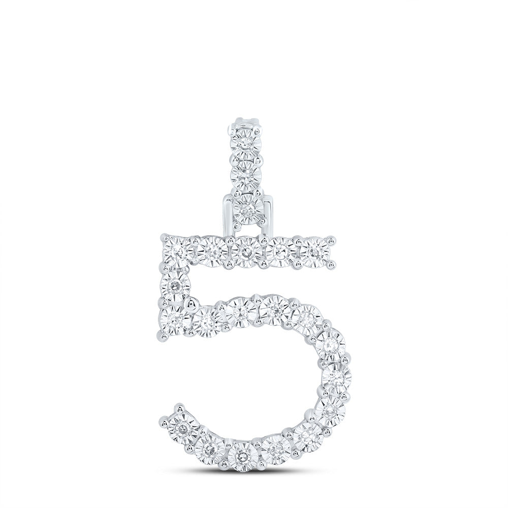 10kt Yellow Or White Gold Natural Diamond Number Pendant