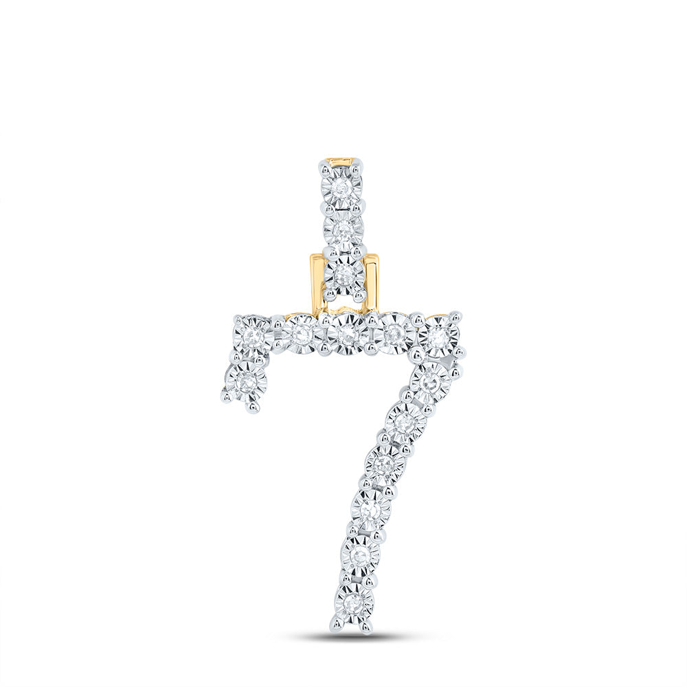 10kt Yellow Or White Gold Natural Diamond Number Pendant