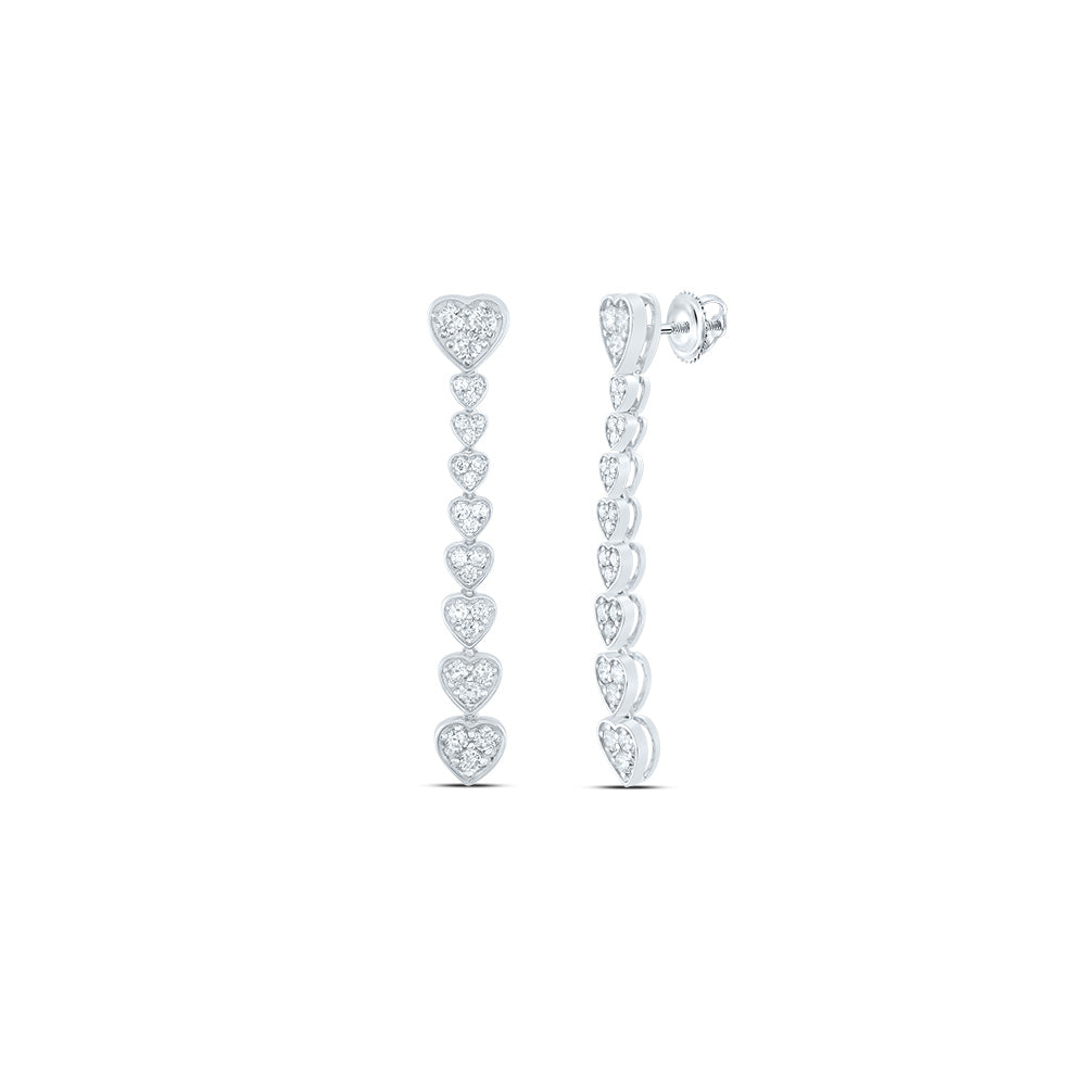 14kt White Gold 1 Cttw Natural Diamond Fashion Heart Dangling Earring