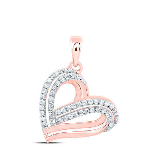 10kt Rose Gold 1/3 Cttw Natural Diamond Heart Pendant