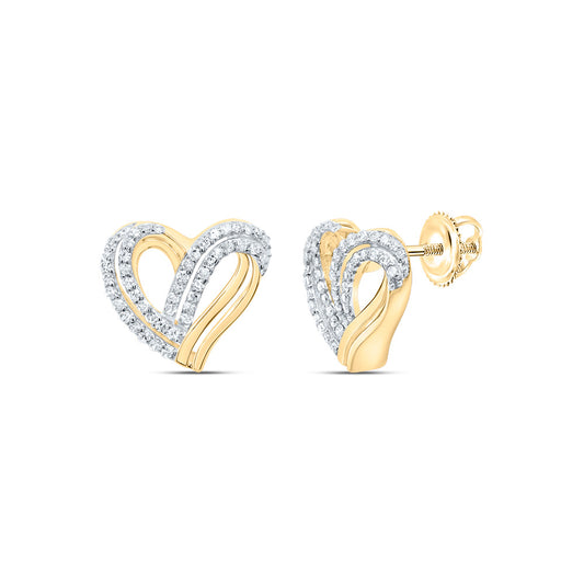 10kt Yellow Or White Or Rose Gold Natural Diamond Heart Earring