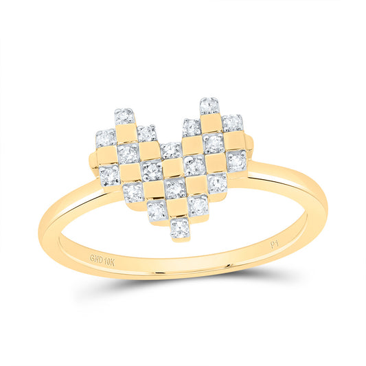 10kt Yellow Gold 1/8 Cttw Natural Diamond Heart Wedding Engagement Anniversary Ring, Women Size: 5-9