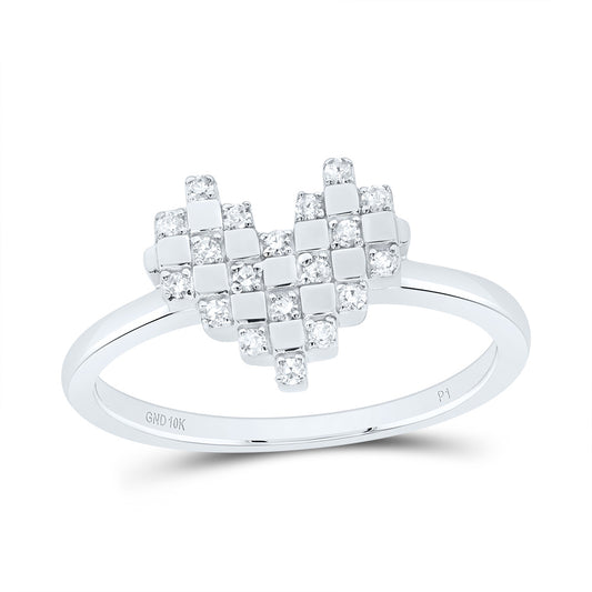 10kt White Gold 1/8 Cttw Natural Diamond Heart Wedding Engagement Anniversary Ring, Women Size: 5-9