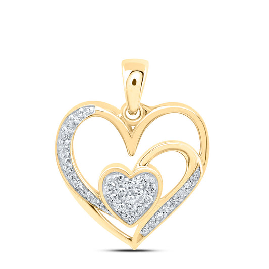 10kt Yellow Gold 1/6 Cttw Natural Diamond Heart Pendant
