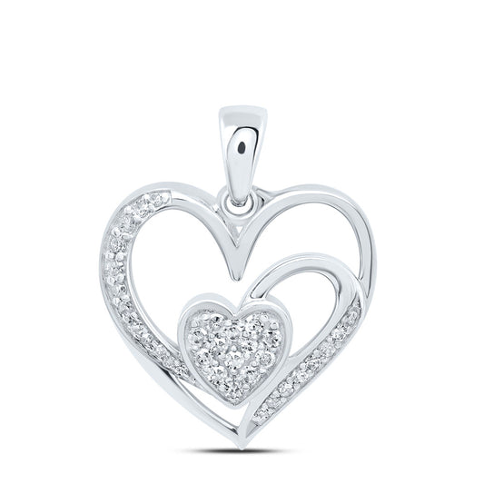 10kt White Gold 1/6 Cttw Natural Diamond Heart Pendant