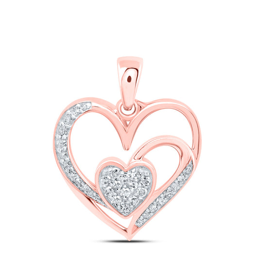 10kt Rose Gold 1/6 Cttw Natural Diamond Heart Pendant