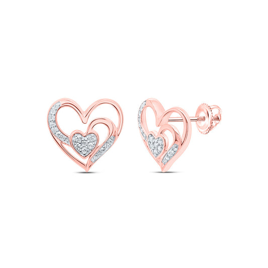 10K Rose Gold 1/10 Ctw Natural Diamond Heart Earring