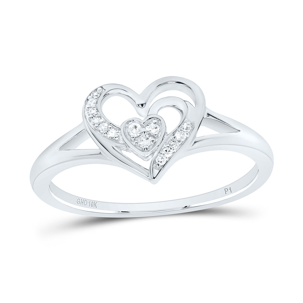 10kt White Gold 1/20 Cttw Natural Diamond Heart Wedding Engagement Anniversary Ring, Women Size: 5-9