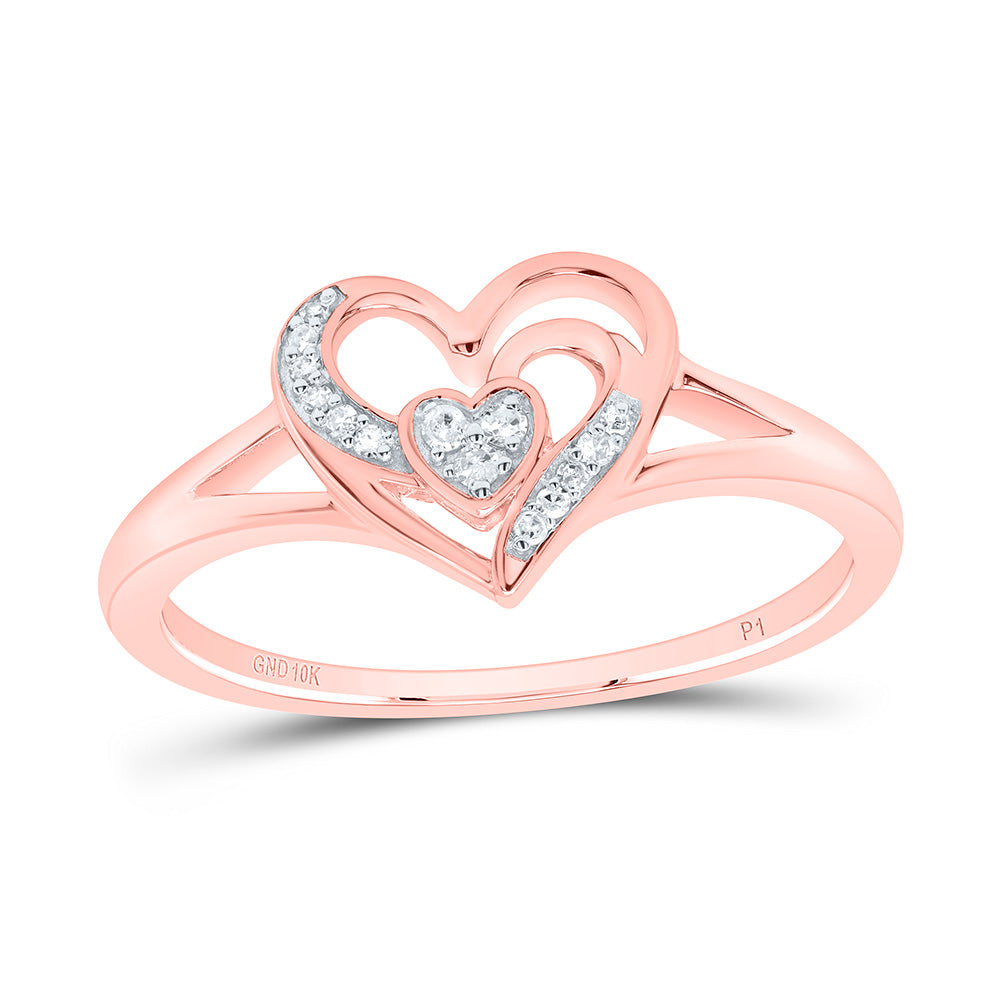 10kt Rose Gold 1/20 Cttw Natural Diamond Heart Wedding Engagement Anniversary Ring, Women Size: 5-9
