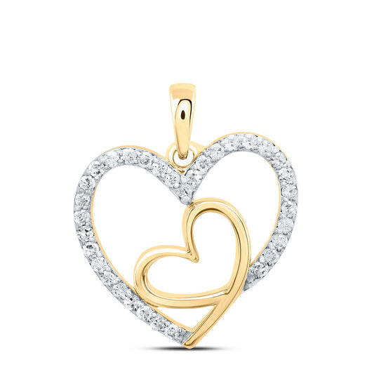 10kt Yellow Gold 1/5 Cttw Natural Diamond Heart Pendant