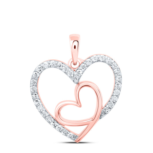 10kt Rose Gold 1/5 Cttw Natural Diamond Heart Pendant