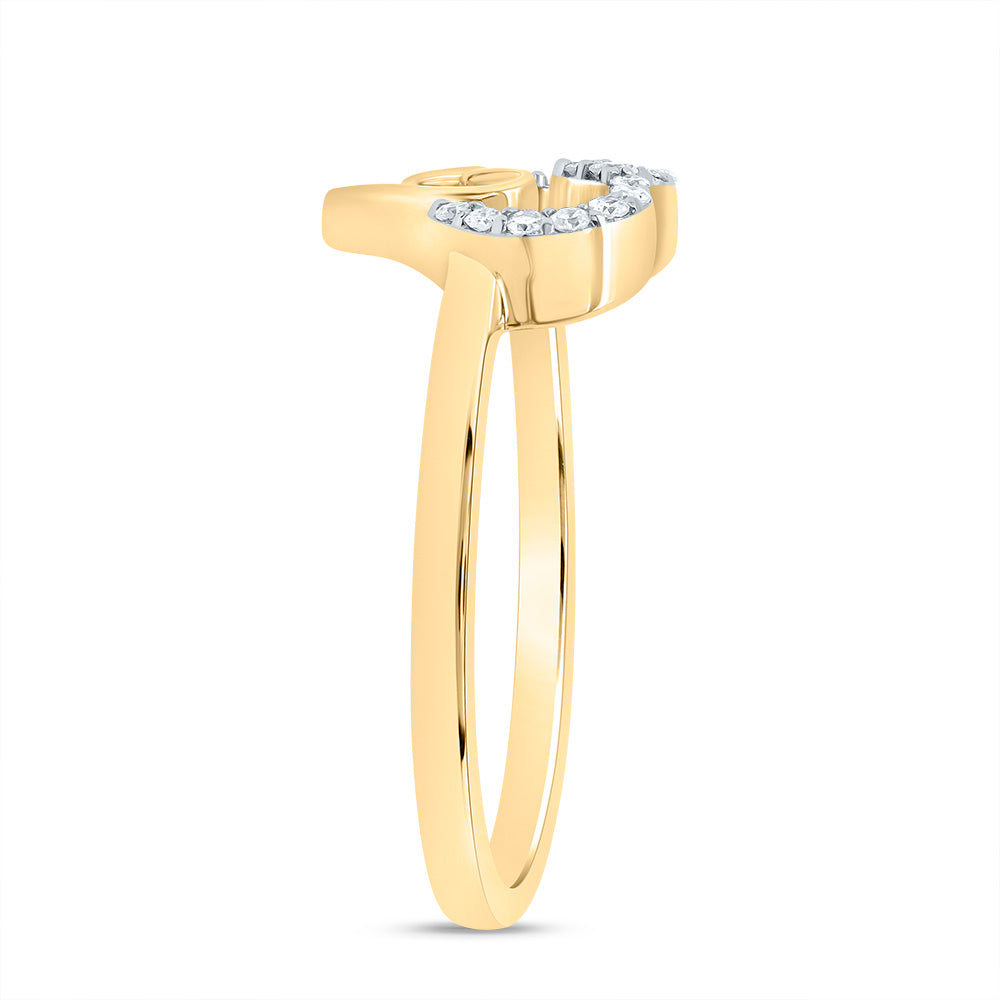 10kt Yellow Gold 1/8 Cttw Natural Diamond Heart Wedding Engagement Anniversary Ring, Women Size: 5-9