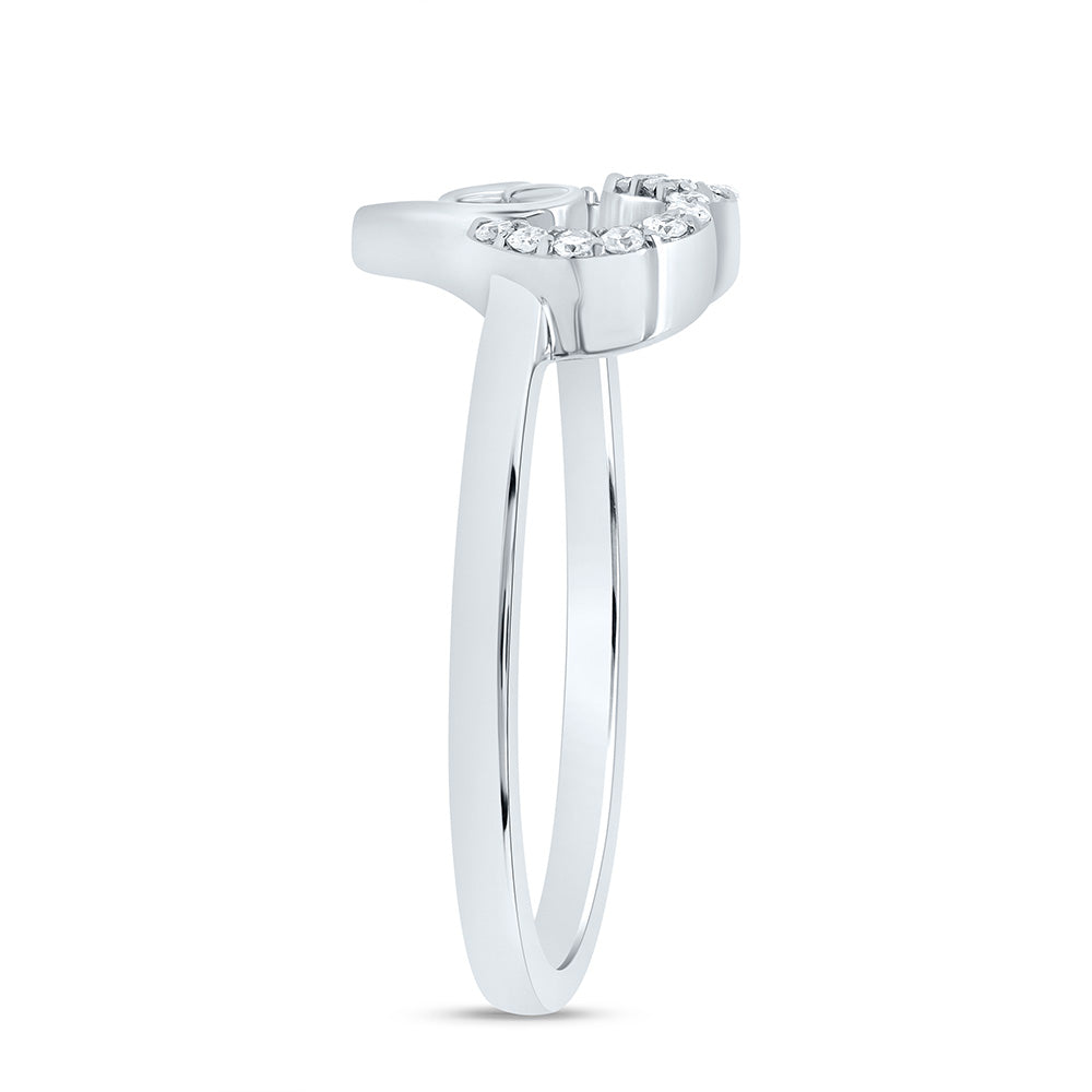 10kt White Gold 1/8 Cttw Natural Diamond Heart Wedding Engagement Anniversary Ring, Women Size: 5-9