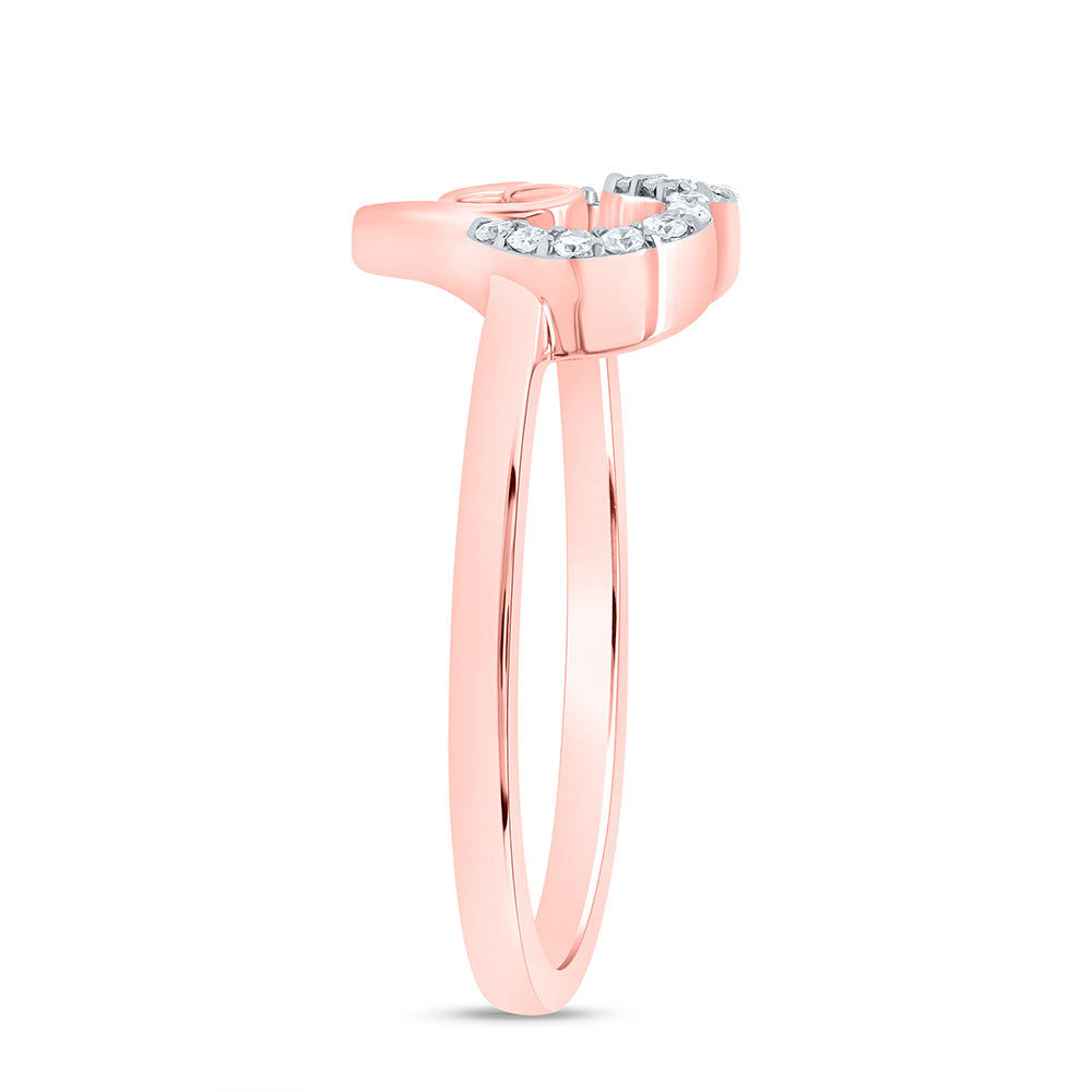 10kt Rose Gold 1/8 Cttw Natural Diamond Heart Wedding Engagement Anniversary Ring, Women Size: 5-9