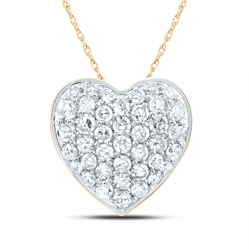 10kt Yellow Gold 1/5 Cttw Natural Diamond Heart Pendant