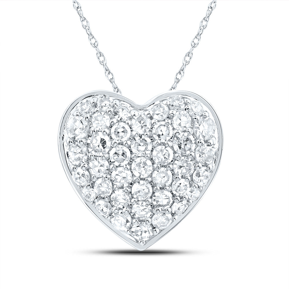 10kt White Gold 1/5 Cttw Natural Diamond Heart Pendant