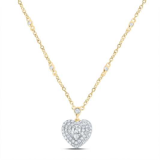 14kt Yellow Or White Or Rose Gold Natural Diamond Fashion Heart Necklace, Length: 18 Inch