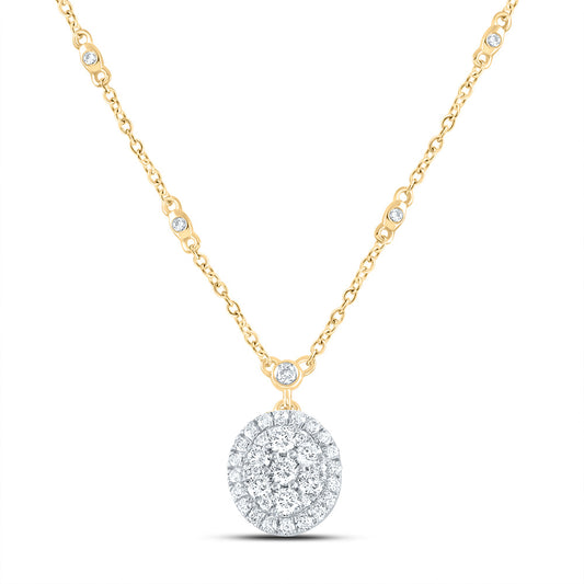 14kt Yellow Gold 5/8 Cttw Natural Diamond Fashion Round Necklace, Length: 18 Inch