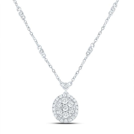 14kt White Gold 5/8 Cttw Natural Diamond Fashion Round Necklace, Length: 18 Inch