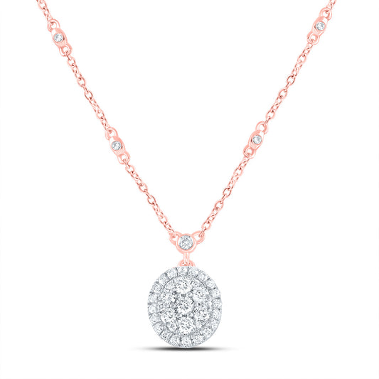 14kt Rose Gold 5/8 Cttw Natural Diamond Fashion Round Necklace, Length: 18 Inch