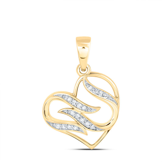 10kt Yellow Gold 1/20 Cttw Natural Diamond Heart Pendant