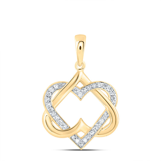 10kt Yellow Gold 1/6 Cttw Natural Diamond Heart Pendant