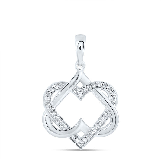 10kt White Gold 1/6 Cttw Natural Diamond Heart Pendant