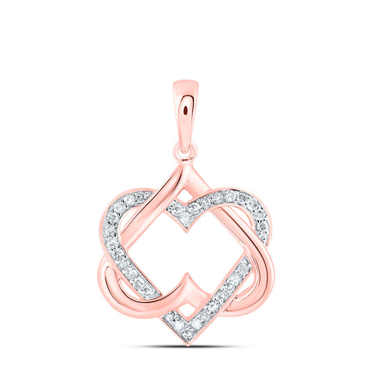 10kt Rose Gold 1/6 Cttw Natural Diamond Heart Pendant