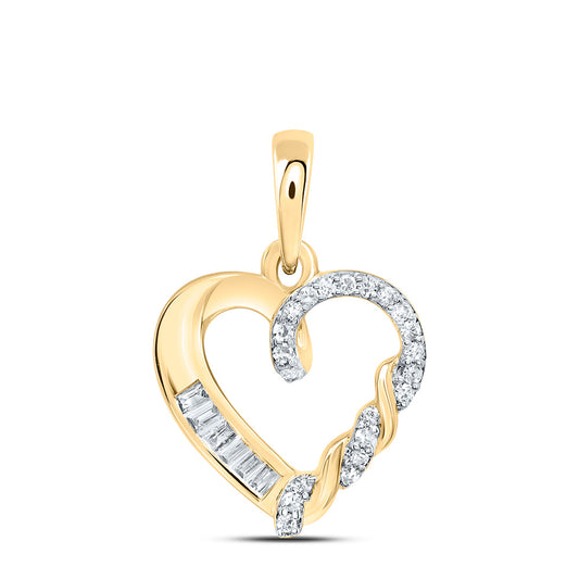 10kt Yellow Gold 1/12 Cttw Natural Diamond Heart Pendant