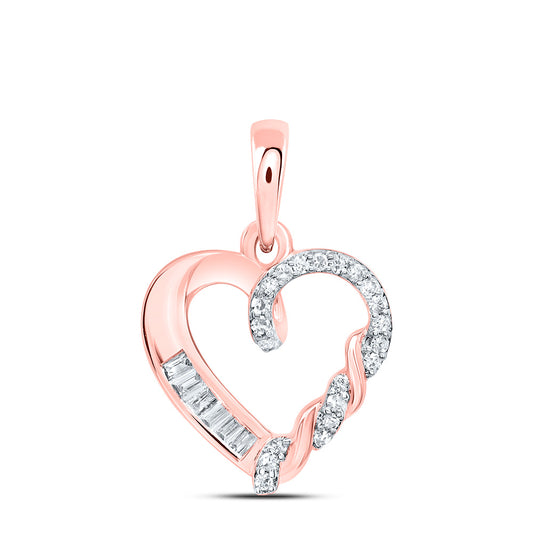 10kt Rose Gold 1/12 Cttw Natural Diamond Heart Pendant