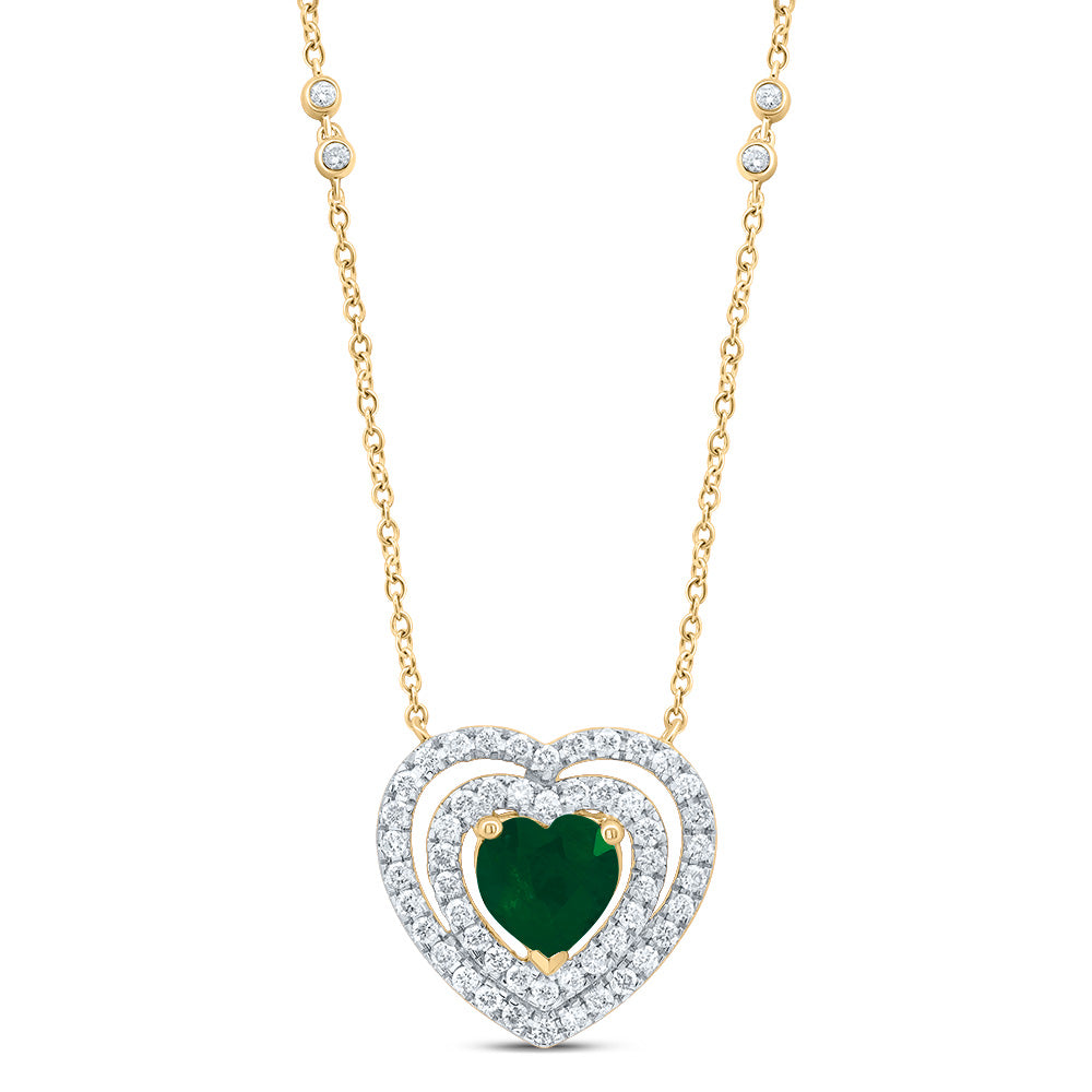 14kt Yellow Or White Or Rose Gold Natural Diamond 6x6 Mm Heart Natural Gem Necklace, Length: 18 Inch