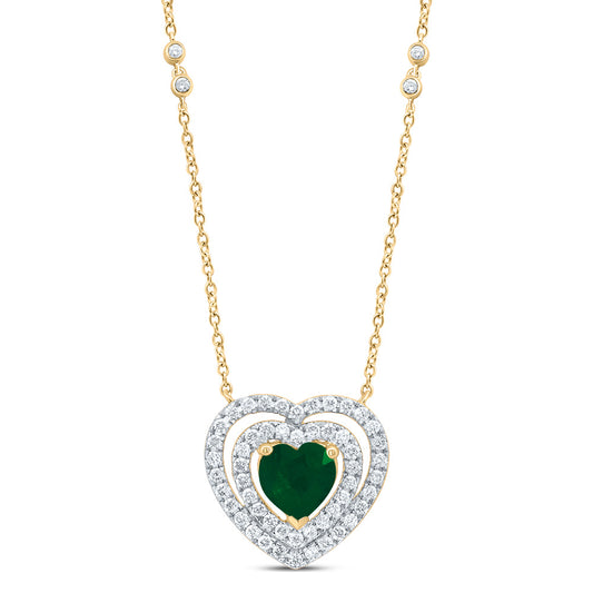 14kt Yellow Or White Or Rose Gold Natural Diamond 6x6 Mm Heart Natural Gem Necklace, Length: 18 Inch