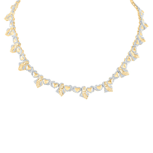 10kt Yellow Gold 5 1/5 Cttw Natural Diamond Mother Mary Heart Necklace, Length: 17 Inch