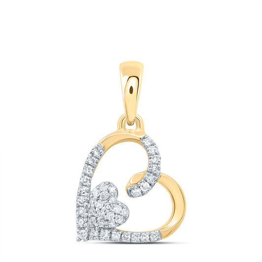 10kt Yellow Gold 1/10 Cttw Natural Diamond Heart Pendant