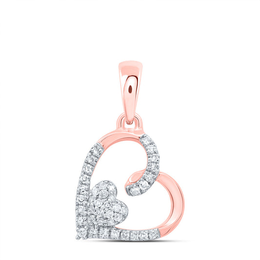 10kt Rose Gold 1/10 Cttw Natural Diamond Heart Pendant
