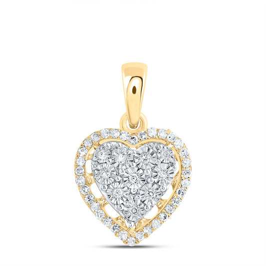 10kt Yellow Gold 1/8 Cttw Natural Diamond Heart Pendant