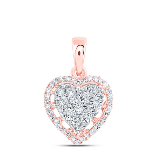 10kt Rose Gold 1/8 Cttw Natural Diamond Heart Pendant