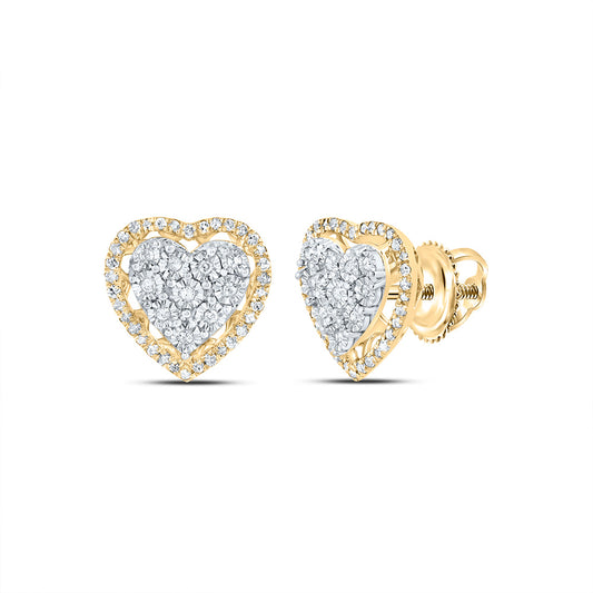 10kt Yellow Or White Or Rose Gold Natural Diamond Heart Earring