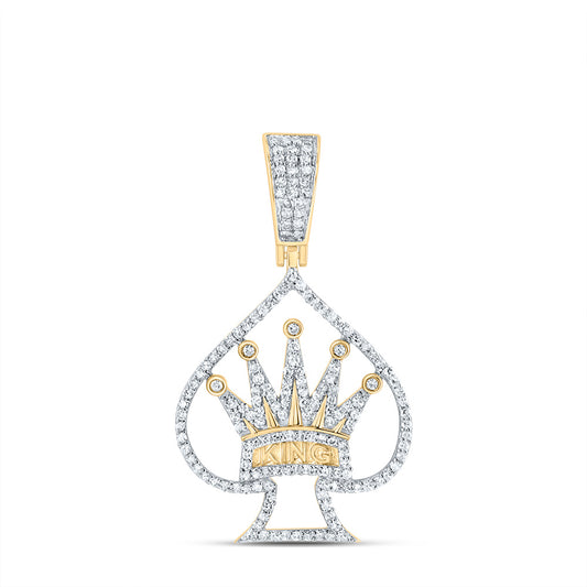 10kt Yellow Gold 5/8 Cttw Natural Diamond King Crown Mens Charm