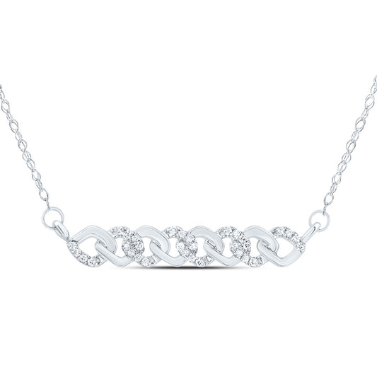 10kt White Gold 1/6 Cttw Natural Diamond 4.90mm Cuban Necklace, Length: 18 Inch