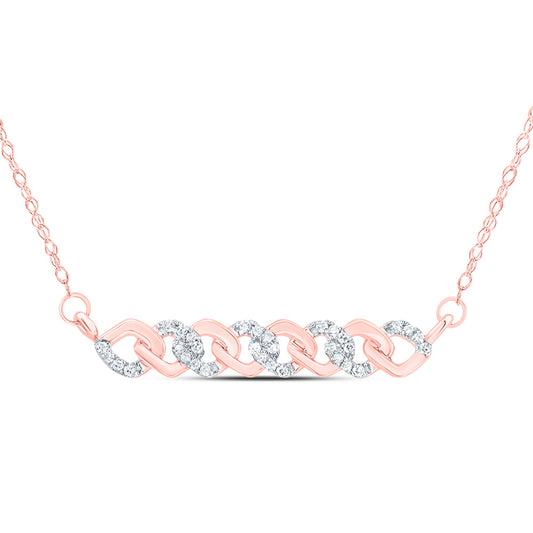 10kt Rose Gold 1/6 Cttw Natural Diamond 4.90mm Cuban Necklace, Length: 18 Inch