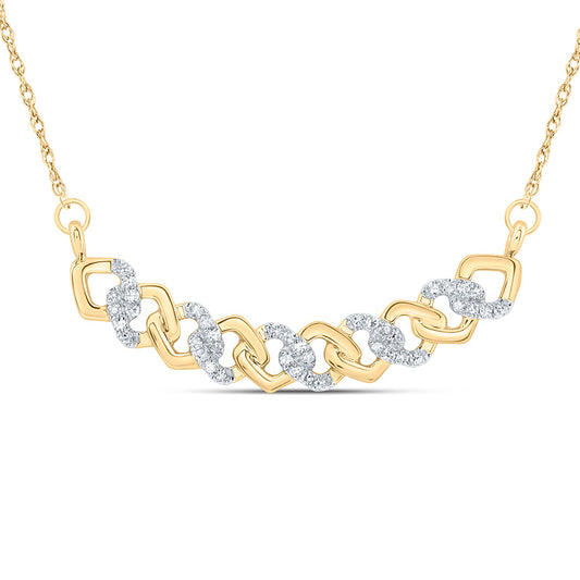 10kt Yellow Gold 1/6 Cttw Natural Diamond 10.4mm Cuban Necklace, Length: 18 Inch