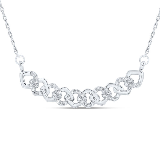 10kt White Gold 1/6 Cttw Natural Diamond 10.4mm Cuban Necklace, Length: 18 Inch